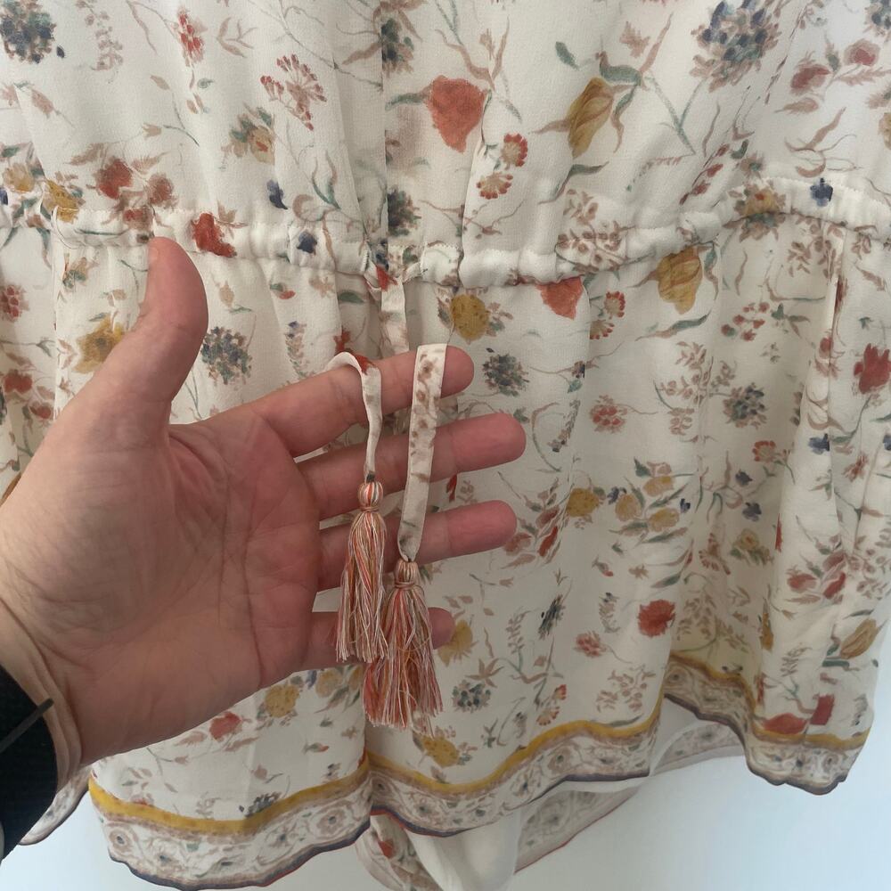 NWT Joie "Weldon" Silk Romper in ivory floral print sz L - Picture 7 of 16